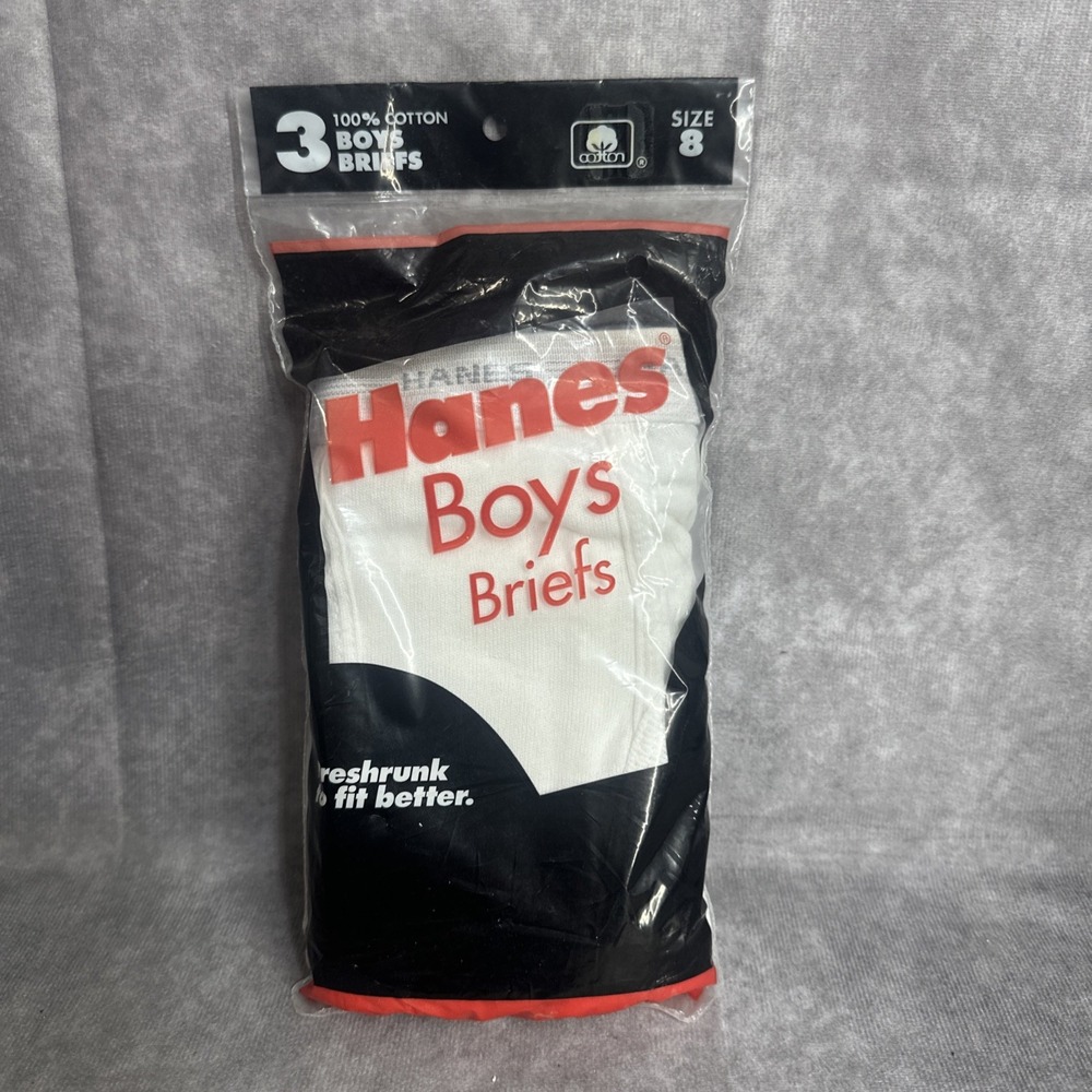 Vintage Hanes Boys Briefs Underwear Size 8 White Cotton 3 Pair NIP‎ 1992 USA